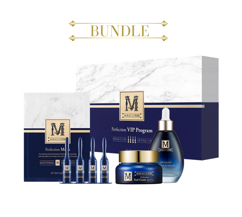 MIRACLETOX Perfection VIP Set: Revitalize Your Skin with Anti-Aging, Wrinkle Reduction, Hydration, and Brightening - Featuring Microspear® for Non-Invasive Micro-Needling.